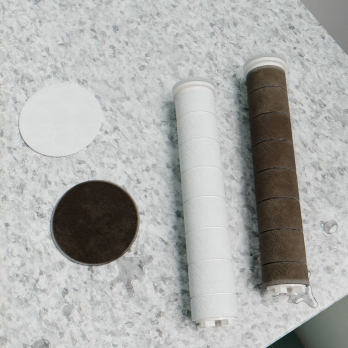 Used filter media showing buildup